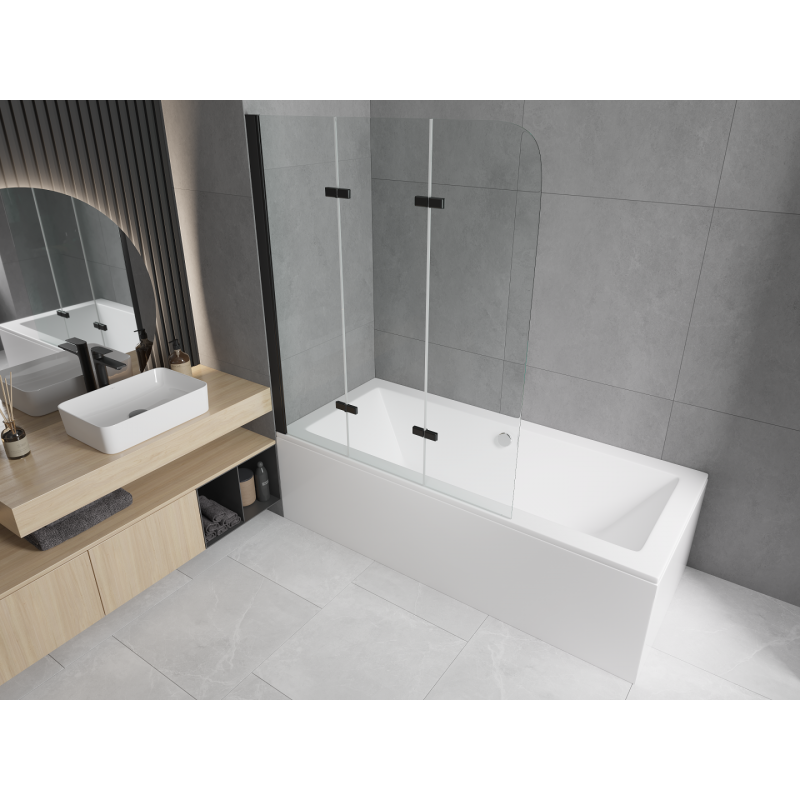 Mexen Cube правоъгълна вана 180 x 80 см с облицовка и 3-крилен параван 120 см,