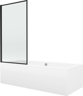 Правоъгълна вана Mexen Cube 180 x 80 см с обшивка и 1-крилен параван 70 см, черен дизайн - 550518080X9307017070