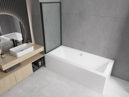 Mexen Cube правоъгълна вана 180 x 80 см с облицовка и еднокрилен параван 70 см,