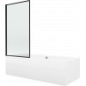 Mexen Cube правоъгълна вана 180 x 80 cm с обшивка и параван с 1 крило 80 cm, черен
