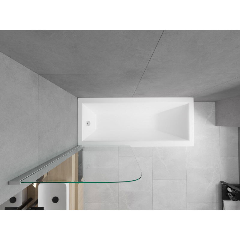 Mexen Cubik правоъгълна вана 150 x 70 cm с облицовка и 1-крилен параван 70 cm, прозрачен, хром - 550315070X9007010100