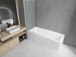 Mexen Cubik правоъгълна вана 150 x 70 см с облицовка и еднокрила преграда 75 см,