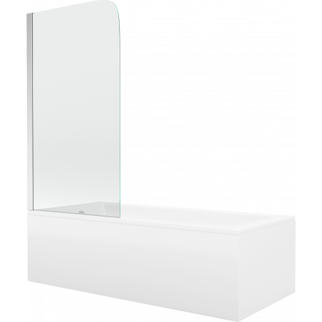 Mexen Cubik правоъгълна вана 150 x 70 cm с обвивка и еднокрилен параван 80 cm, прозрачен, хром - 550315070X9008010100