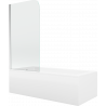 Mexen Cubik правоъгълна вана 150 x 70 cm с обвивка и еднокрилен параван 80 cm, прозрачен, хром - 550315070X9008010100