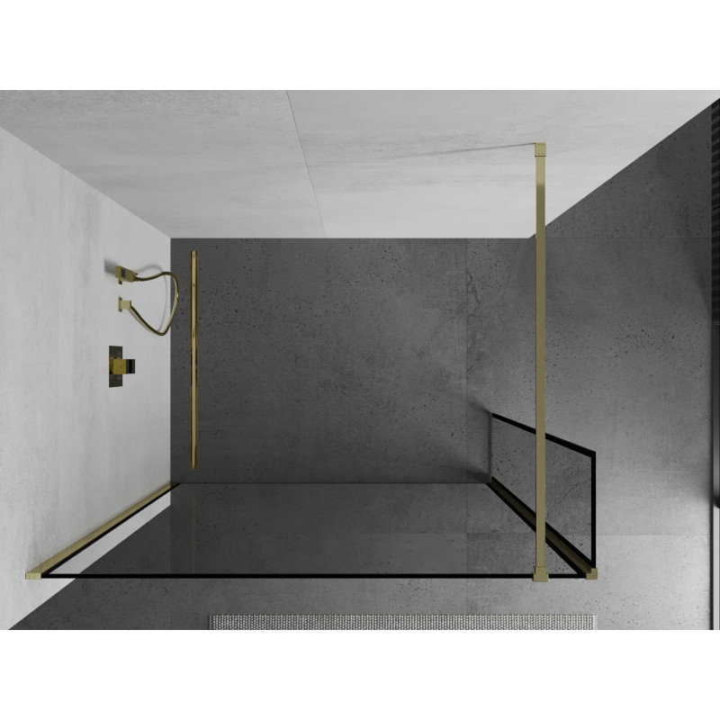 Mexen Kioto душ стена Walk-in 160 x 40 см, черна рамка, златна - 800-160-212-50-70-040