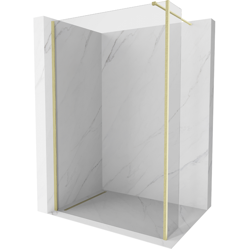 Mexen Kioto преграда за душ Walk-in 100 x 30 см, прозрачна, златно избърсване - 800-100-212-55-00-030