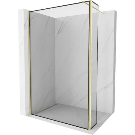 Mexen Kioto стена за душ Walk-in 110 x 30 см, черен модел, златен четкан - 800-110-212-55-70-030