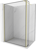 Mexen Kioto стена за душ Walk-in 100 x 30 см, черен модел, златист сатиниран - 800-100-212-55-70-030