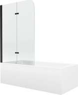 Mexen Cubik правоъгълна вана 150 x 70 cm с облицовка и двукрилен параван 100 cm, прозрачен, черен - 550315070X9010027000