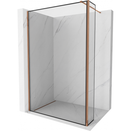 Mexen Kioto стена за душ Walk-in 100 x 40 см, черен шаблон, розово злато - 800-100-212-60-70-040