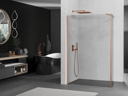 Mexen Kioto стена за душ кабина Walk-in 100 x 30 см, прозрачна, четкана мед - 800-100-212-65-00-030