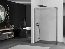 Mexen Kioto стена за душове Walk-in 90 x 30 см, прозрачна, gun gray сатинирана - 800-090-212-66-00-030