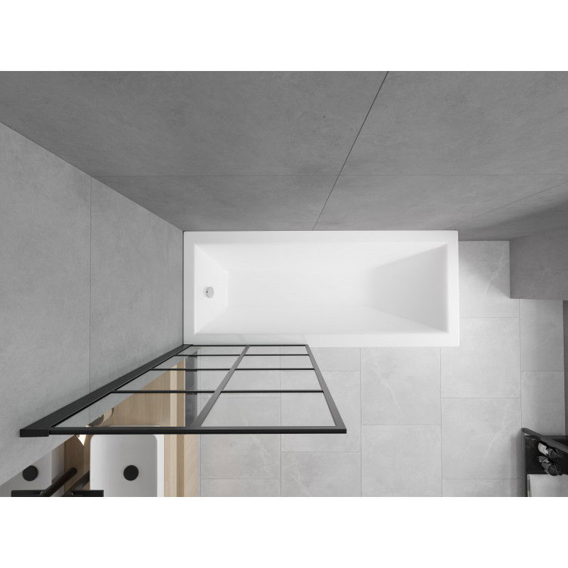 Mexen Cubik правоъгълна вана 150 x 70 cm с покритие и 1-крилен параван 80 cm, черен модел - 550315070X9308017077