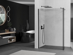 Mexen Kioto стена за душ Walk-in 100 x 30 см, прозрачна, черна - 800-100-212-70-00-030
