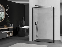 Mexen Kioto стена за душ Walk-in 160 x 30 см, черен модел, черна - 800-160-212-70-70-030