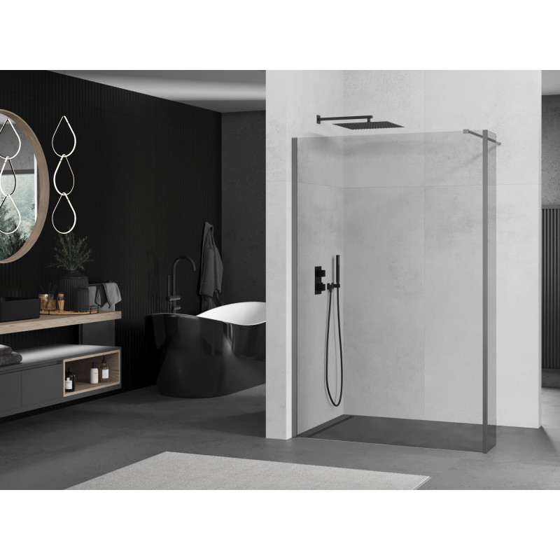 Mexen Kioto панел за душ Walk-in 130 x 40 см, прозрачен, gun metal - 800-130-212-95-00-040