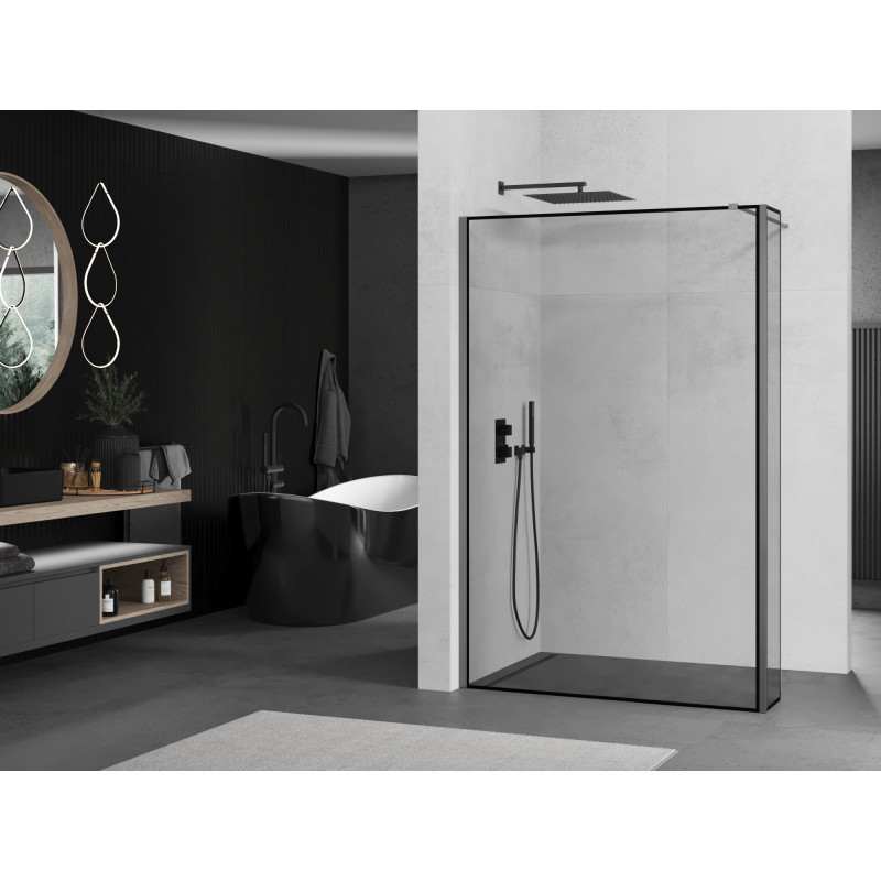 Mexen Kioto душ стена Walk-in 120 x 30 см, черна рамка, gun metal - 800-120-212-95-70-030
