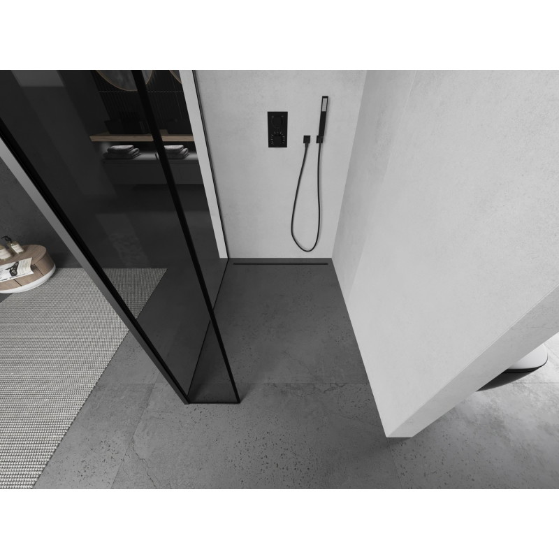 Mexen Kioto душ стена Walk-in 120 x 30 см, черна рамка, gun metal - 800-120-212-95-70-030