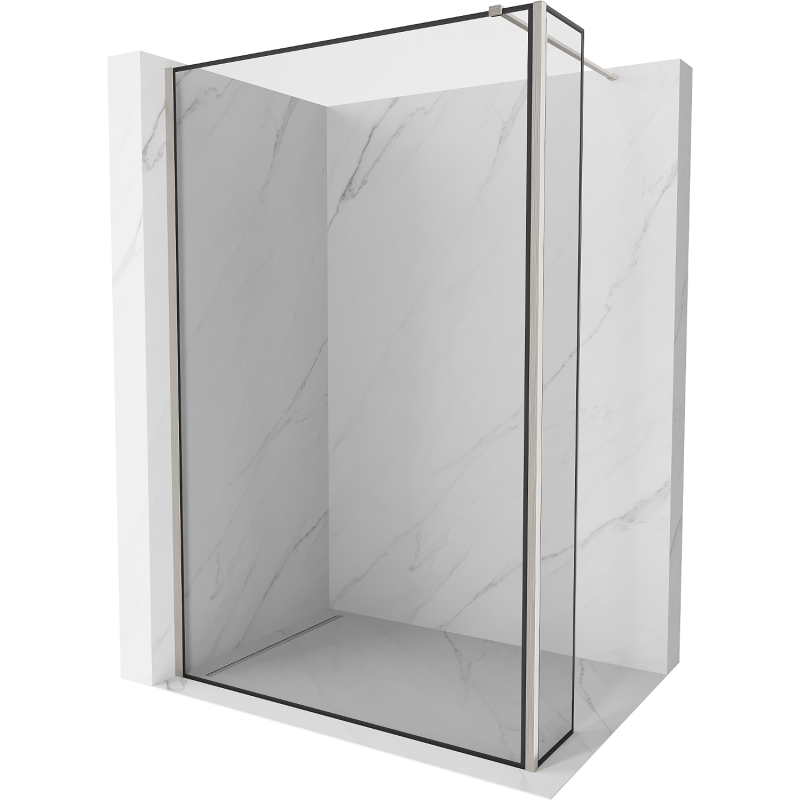 Мексен Киото стена за душ Walk-in 100 x 30 см, черен модел, шлайфан никел - 800-100-212-97-70-030