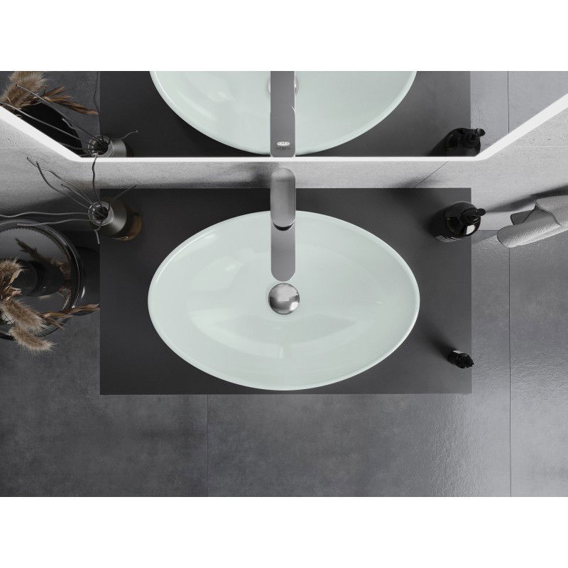 Mexen Sonia стъклена мивка за плот 54 x 37 см, бяла - 24145430