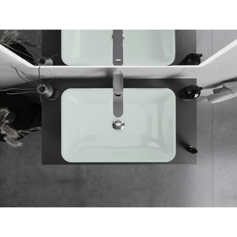 Mexen Megan стъклена мивка за плот 56 x 36 cm, бяла - 24135630