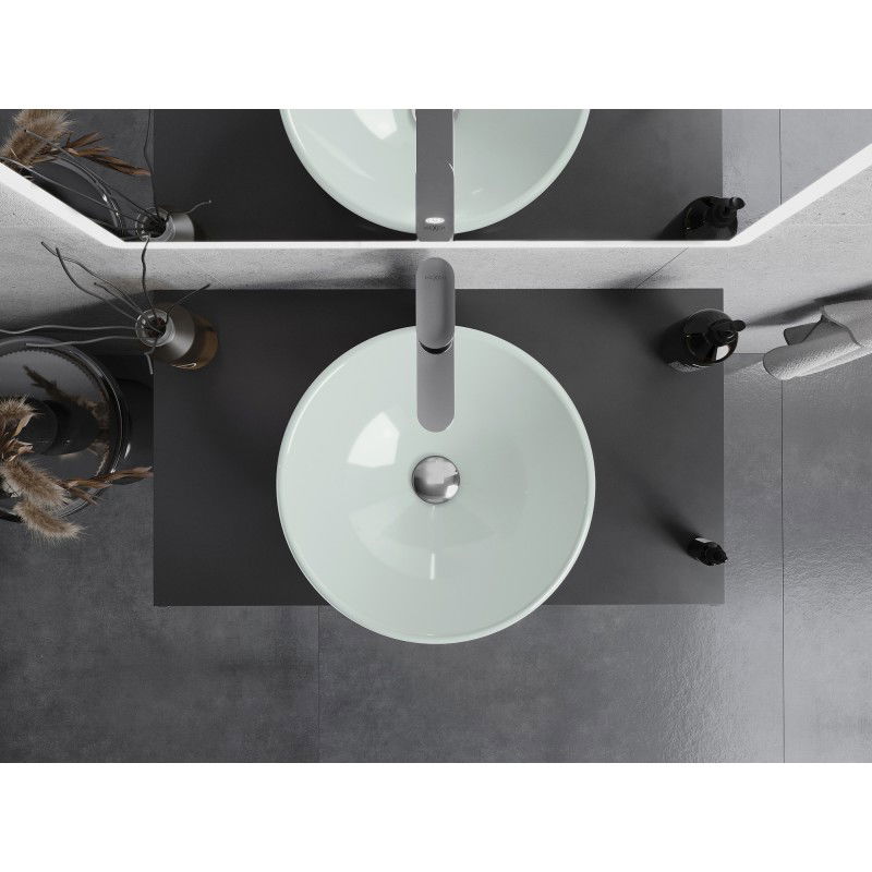 Mexen Mira стъклена мивка за плот 42 x 42 см, бяла - 24124230