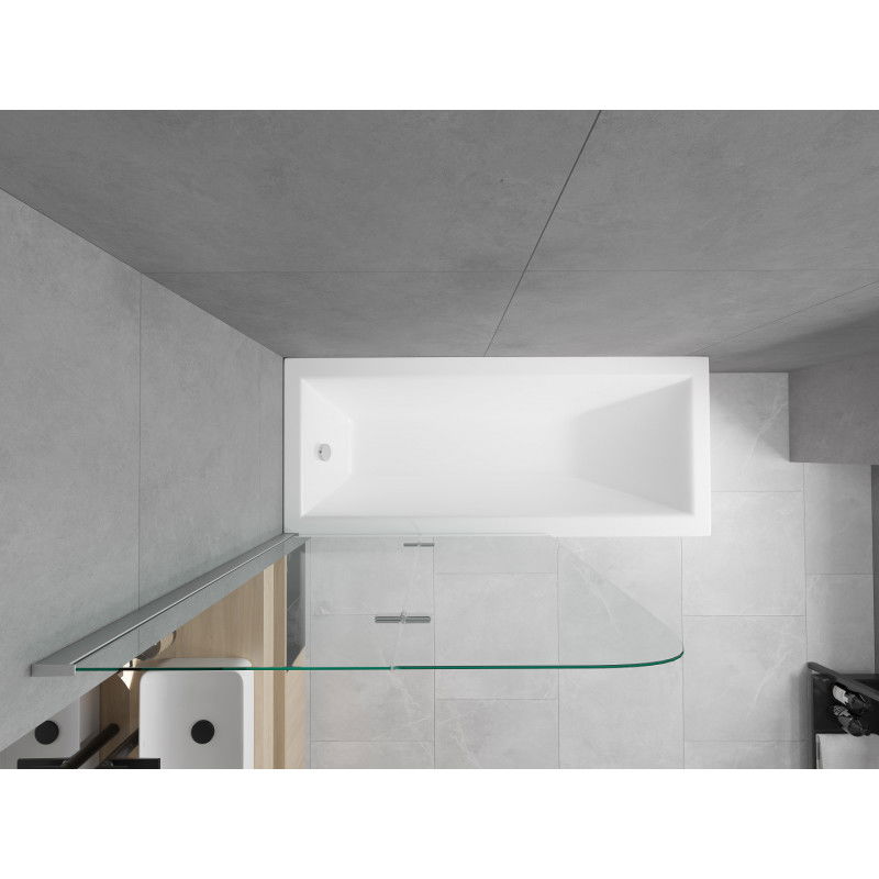 Mexen Cubik правоъгълна вана 170 x 70 cm с предпазен панел и двукрилно стъкло 100 cm, прозрачно, хром - 550317070X9010020100