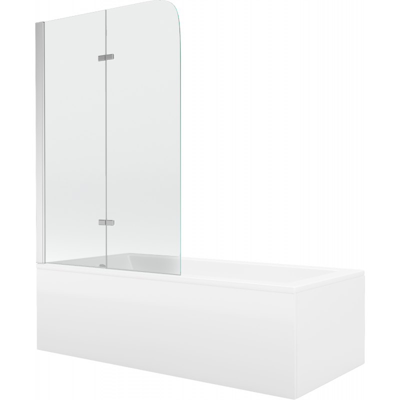 Mexen Cubik правоъгълна вана 170 x 70 cm с предпазен панел и двукрилно стъкло 100 cm, прозрачно, хром - 550317070X9010020100