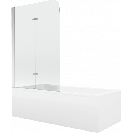Mexen Cubik правоъгълна вана 170 x 70 cm с предпазен панел и двукрилно стъкло 100 cm, прозрачно, хром - 550317070X9010020100