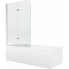 Mexen Cubik правоъгълна вана 170 x 70 cm с предпазен панел и двукрилно стъкло 100 cm, прозрачно, хром - 550317070X9010020100