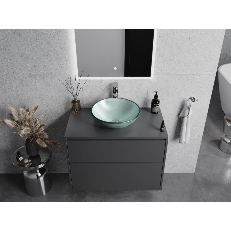 Mexen Mira стъклена мивка за плот 42 x 42 см, сребриста - 24124211