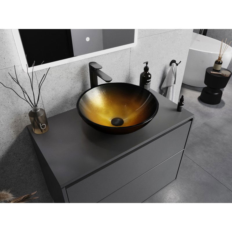 Mexen Mira стъклена плот за мивка 42 x 42 cm, тъмно златно - 24124251