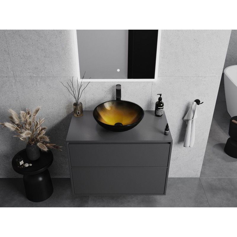 Mexen Mira стъклена плот за мивка 42 x 42 cm, тъмно златно - 24124251