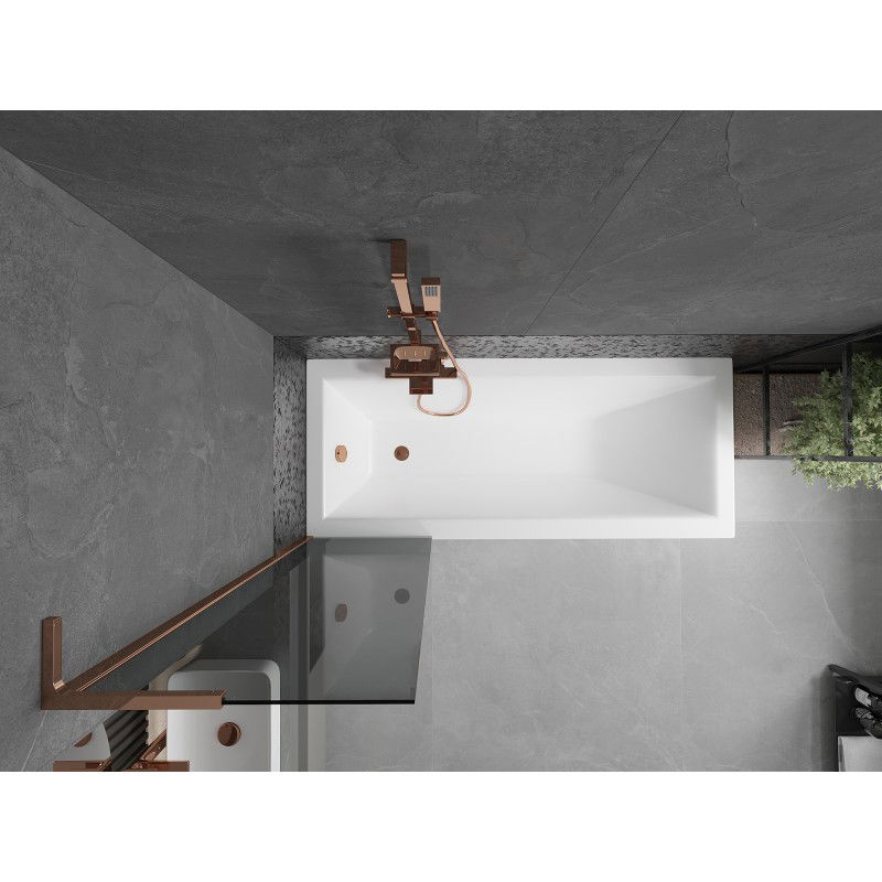 Mexen Next L параван за вана 1-крилен 50 x 150 cm, графит, розово злато - 895-050-000-03-40-60