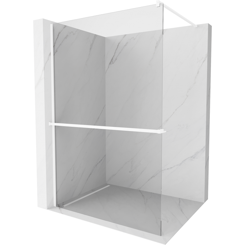 Mexen Kioto+ душова стена с рафт Walk-in 130 x 200 см, прозрачен, бял - 800-130-121-20-00