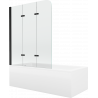 Mexen Cubik правоъгълна вана 170 x 70 cm с облицовка и 3-крилен параван 120 cm, прозрачна, черна - 550317070X9012037000