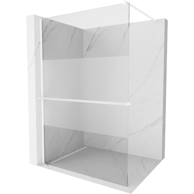 Mexen Kioto+ стенен душ с рафт Walk-in 140 x 200 см, прозрачен/мъглив, бял - 800-140-121-20-35