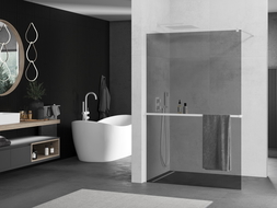Mexen Kioto+ стена за душ с полка Walk-in 70 x 200 см, графит, бяла - 800-070-121-20-40