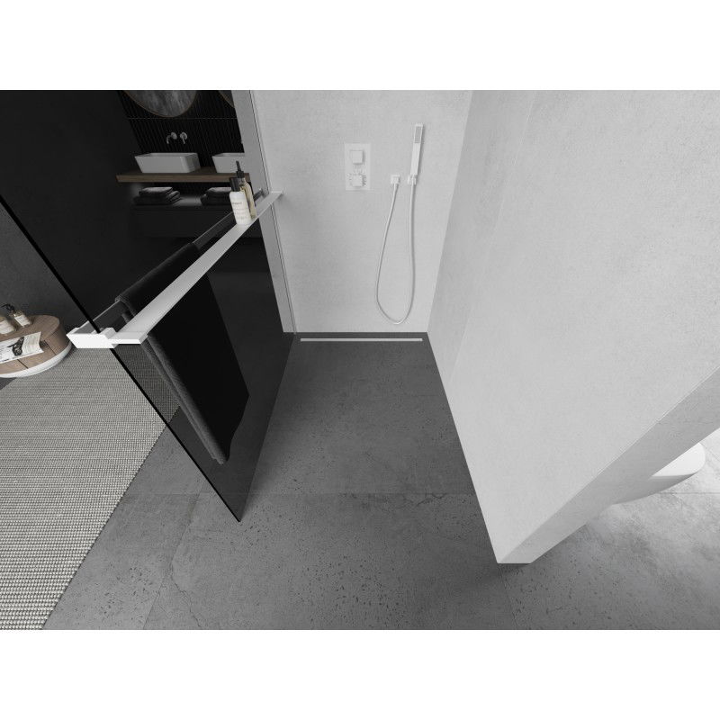 Mexen Kioto+ душ кабина с рафт Walk-in 80 x 200 см, графит, бял - 800-080-121-20-40