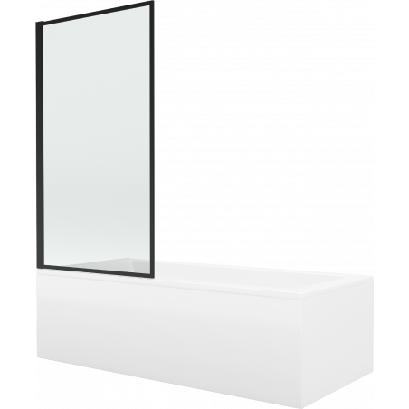 Mexen Cubik правоъгълна вана 170 x 70 cm с панел и 1-крилат параван 70 cm, черен
