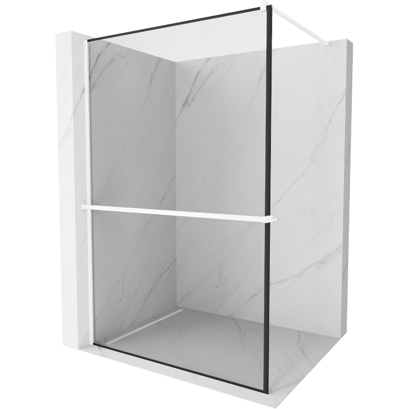 Mexen Kioto+ стена за душ с рафт Walk-in 90 x 200 см, черен модел, бял - 800-090-121-20-70