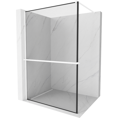 Mexen Kioto+ стена за душ с рафт Walk-in 90 x 200 см, черен модел, бял - 800-090-121-20-70