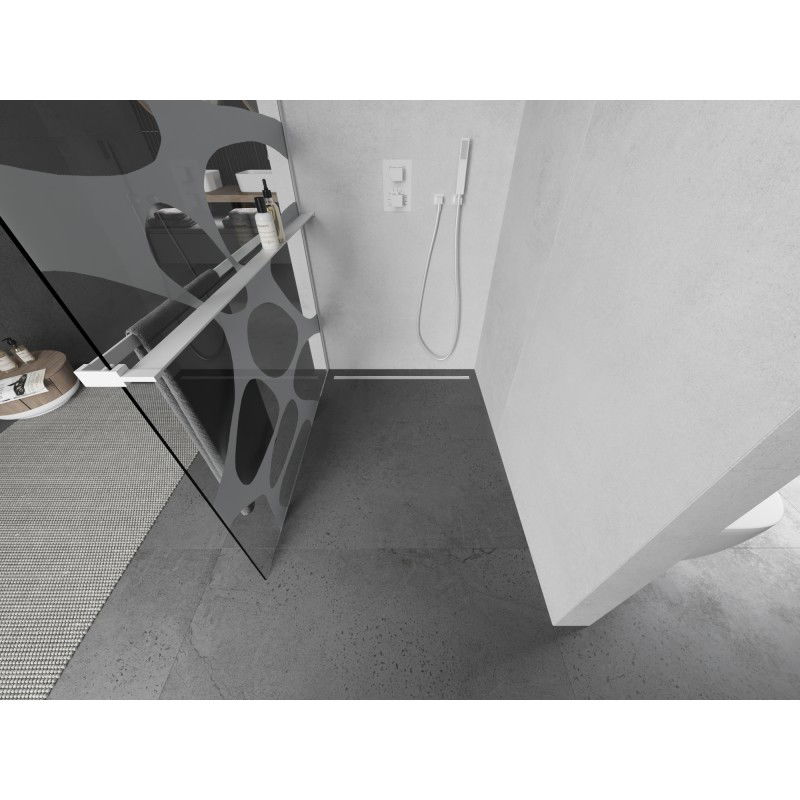 Mexen Kioto+ душ параван с рафт Walk-in 80 x 200 см, бяла вълна, бяла - 800-080-121-20-97
