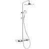 Mexen Axis монтиран на стена душ комплект с дъждовен душ и батерия, хром/бял - 78112-20