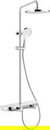 Mexen Axis монтиран на стена душ комплект с дъждовен душ и батерия, хром/бял - 78112-20