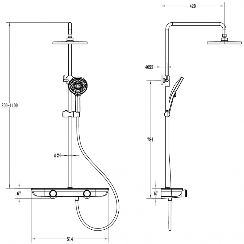 Mexen Axis комплект душ за стенен монтаж с душ глава и батерия, златен/черен - 78112-75