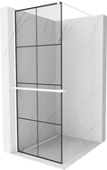 Мексен Киото+ стена за душ с рафт Walk-in 70 x 200 см, черен дизайн, бял - 800-070-121-20-77