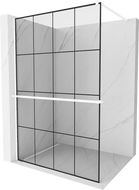 Mexen Kioto+ стена за душ кабина с рафт Walk-in 140 x 200 см, черен модел, бял - 800-140-121-20-77