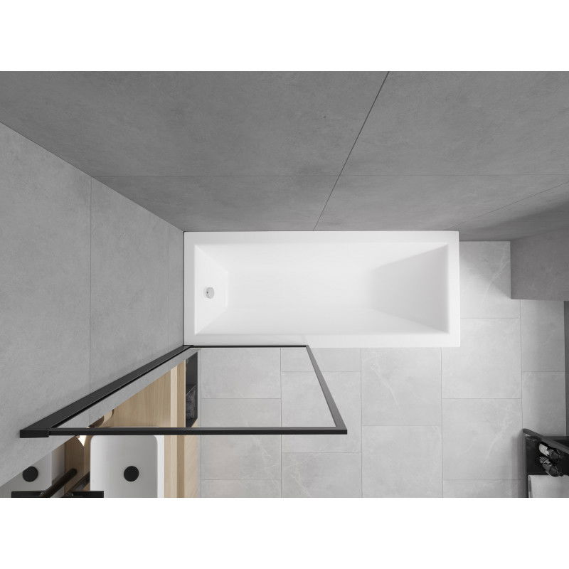 Mexen Cubik правоъгълна вана 170 x 70 cm с облицовка и еднокрилен параван 80 cm, черен модел - 550317070X9308017070