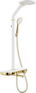 Mexen Blaze открит душ комплект с дъждовна система и батерия, бяло/златно - 78109-25